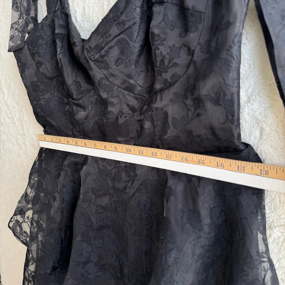 Lulus Glamorous Sweetie Black Burnout Tie-Strap Bustier Midi Dress XL LBD Floral - Picture 10 of 12